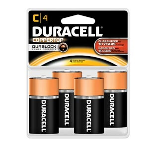 DURACELL MN1400R4ZX COPPERTOP ALKALINE RETAIL BATTERY WITH DURALOCK POWER PRESERVE TECHNOLOGY