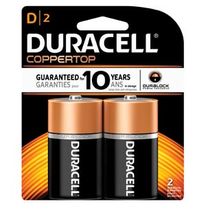 DURACELL MN1300B2Z COPPERTOP ALKALINE RETAIL BATTERY WITH DURALOCK POWER PRESERVE TECHNOLOGY