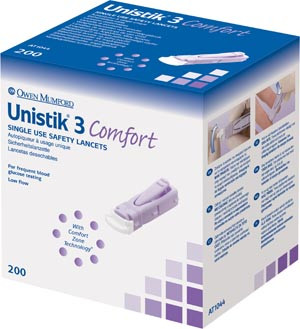 OWEN MUMFORD AT1044 UNISTIK 3 PRE-SET SINGLE USE SAFETY LANCETS