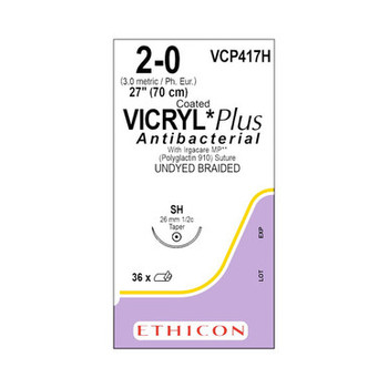 ETHICON VCP417H VICRYL PLUS COATED ANTIBACTERIAL SUTURES