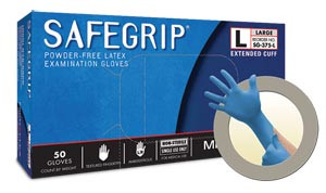 ANSELL MICROFLEX SAFEGRIPPOWDER-FREE EXTENDED CUFF LATEX EXAM GLOVES SG-375-L