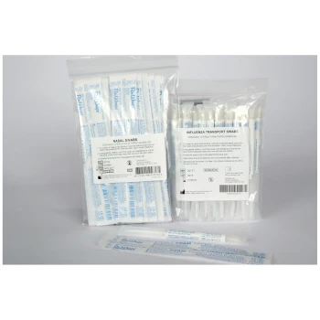 Swab Packs, Nasopharyngeal, Influenza, Individually Pouched, Sterile, Nylon Flocked, 100/pk