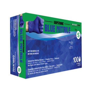 SEMPERMED GRIPSTRONG BLUE NITRILE INDUSTRIAL GLOVE GSBLN102