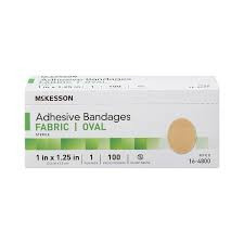 BANDAGE, ADH FABRIC OVAL 7/8"X1 1/4" (100/BX)