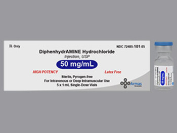 DIPHENHYDRAMINE HCL, VL 50MG/ML 1ML (25/BX)