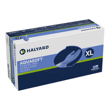 Halyard 43936 Aquasoft Blue Nitrile Exam Gloves..