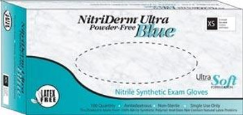 INNOVATIVE 157050 NITRIDERM ULTRA BLUE NITRILE SYNTHETIC POWDER-FREE NON-STERILE EXAM GLOVES