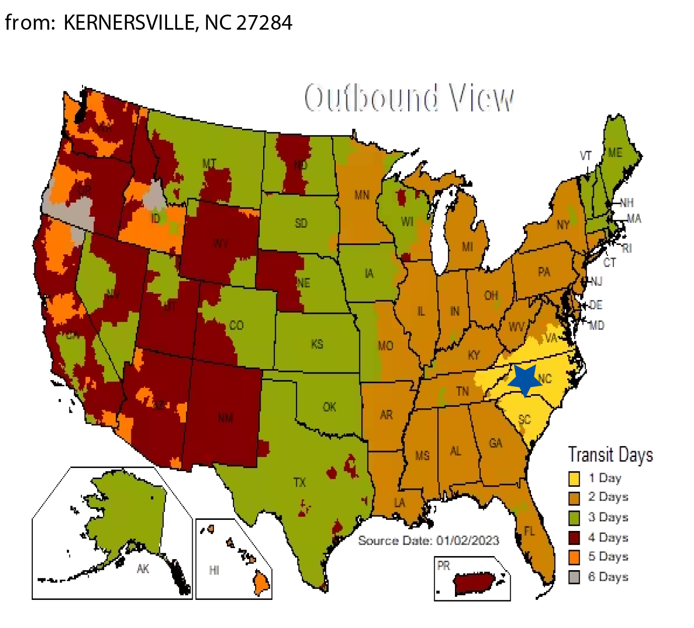 UPS Ground Map