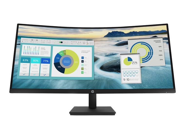 HP P34HC G4 34" WQHD Curved Screen Edge LED LCD Gaming Monitor - Vertical Alignment - 3440 x 1440 - 250 Nit - 100 Hz RR - HDMI - Display Port - Black