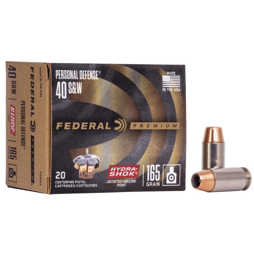 Federal Premuim Personal Defense Handgun Ammunition .40 S&W 165 gr JHP 980 fps 100/box