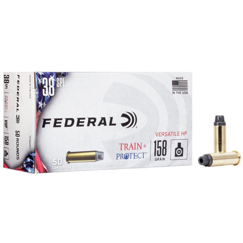 Federal Train+Protect Handgun Ammunition .38 Spl 158gr VHP 830 fps 100 ct