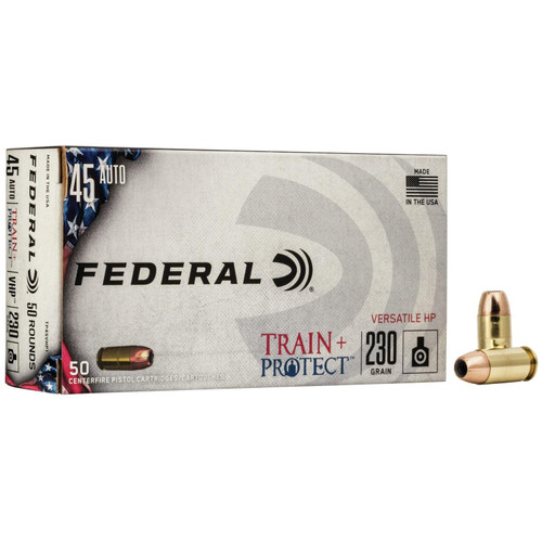 Federal Train+Protect Handgun Ammunition .45 ACP 230 gr VHP 100 ct