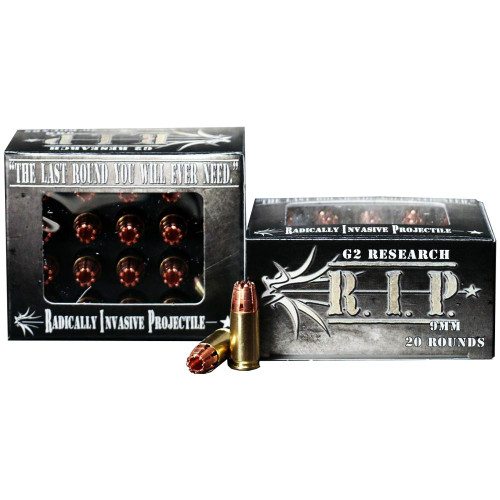 G2 Research R.I.P. Handgun Ammunition 9mm Luger 92 gr HP 1250 fps 100 ct