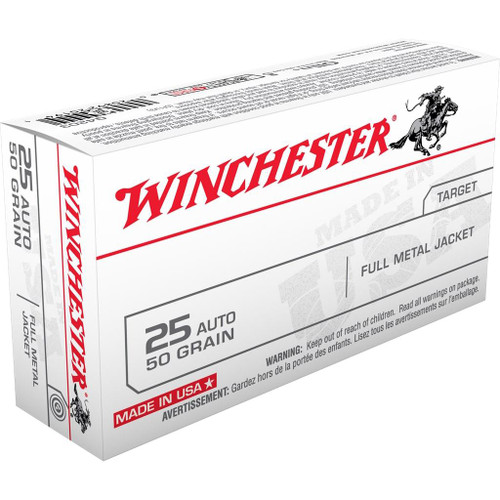 Winchester USA Handgun Ammunition .25 ACP 50 gr FMJ  200 ct