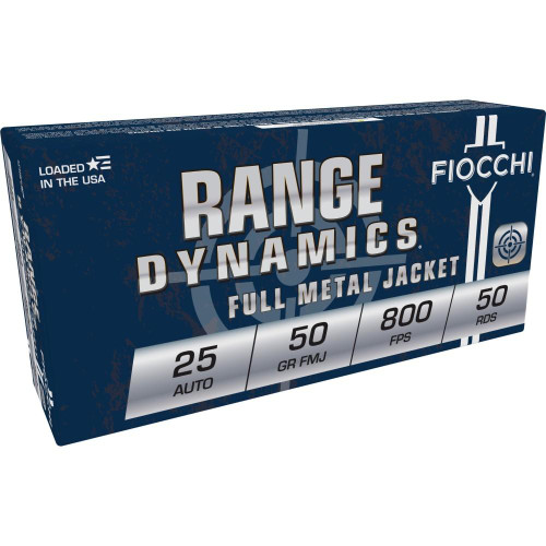 Fiocchi Pistol Shooting Dynamics Handgun Ammunition .25 ACP 50 gr FMJ 800 fps 100 ct