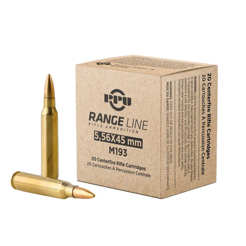 PPU RangeLine Rifle Ammunition 5.56X45 NATO 55gr FMJBT 3240 fps 100rds