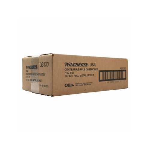 Winchester USA Rifle Ammunition 7.62 Nato 147gr FMJ 2750 fps 200/ct Case (10-20/ct)