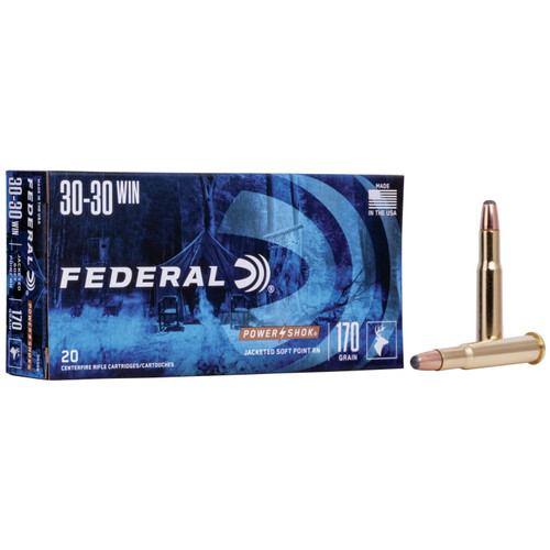 Federal Power-Shok Rifle Ammunition .30-30 Win 170 gr RNSP 2200 fps 100rds