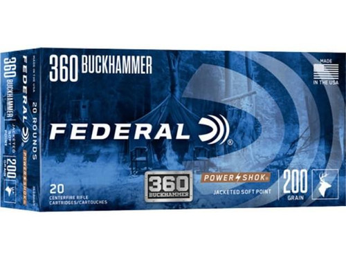 Federal Power-Shok Rifle Ammunition .360 Buckhammer 200gr JSP 2197 fps 100rds