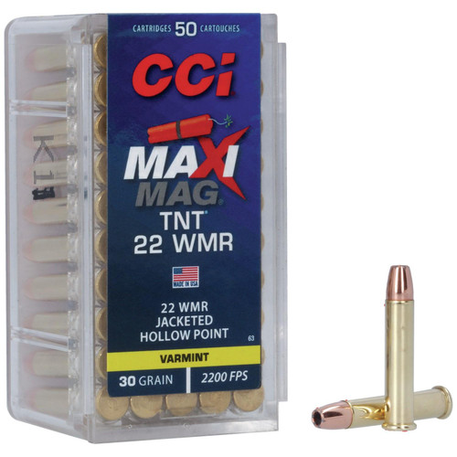 CCI Maxi-Mag TNT Rimfire Ammunition .22 WMR 30 gr HP 2200 fps 200 rds