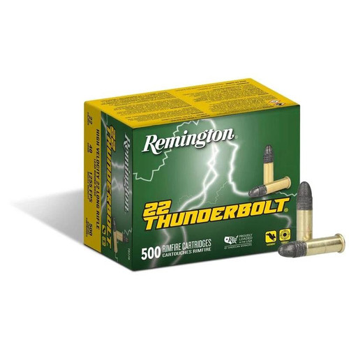 Remington .22 Thunderbolt Rimfire Ammunition .22 LR 40 gr RN 1255 fps 1000/ct (2 boxes of 500)