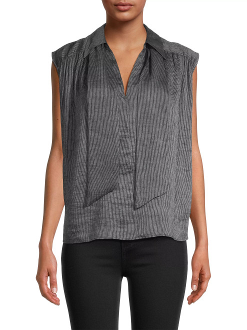 Lucille Top, Charcoal Stripe