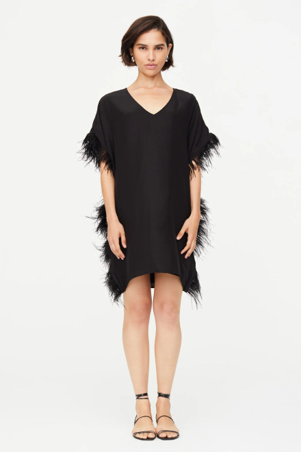 Maura Feather Dress, Black
