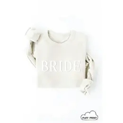 Bride Sweatshirt, Cream with White Print