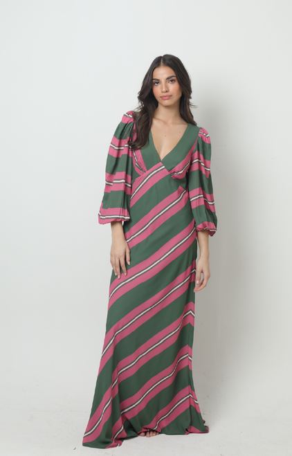 Kleid Rosella Maxi Dress, Stripes Green