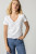 Lilla P V-Neck Short Sleeve Back Seam Tee, White