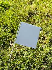 Extra-large D-Series aluminum garden marker with wide nameplate and sturdy galvanized wire legs – perfect for labeling perennials, shrubs, trees, and display gardens. Rust-resistant, weatherproof metal plant tag designed for long-term outdoor use. Made in the USA for professional and home gardeners.