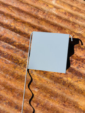 Extra-large D-Series aluminum garden marker with wide nameplate and sturdy galvanized wire legs – perfect for labeling perennials, shrubs, trees, and display gardens. Rust-resistant, weatherproof metal plant tag designed for long-term outdoor use. Made in the USA for professional and home gardeners.