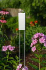 A-Series zinc garden marker with angled nameplate and galvanized wire legs – perfect for labeling herbs, vegetables, flowers, and perennials. Durable and rust-resistant for year-round outdoor use. Made in the USA for home gardeners, nurseries, and botanical displays.