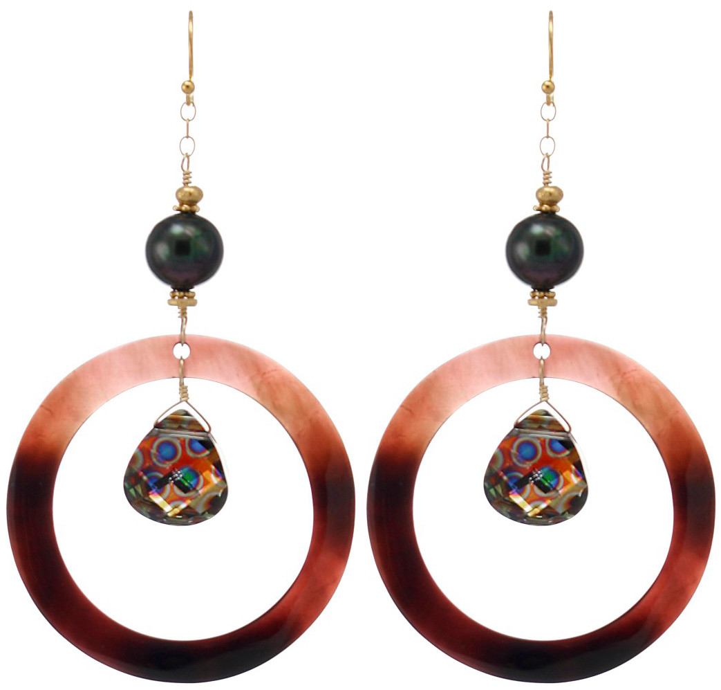 Cocoa Beach Earrings Peacock Moonrise Jewelry