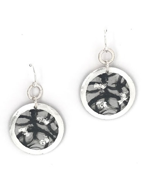 "Untethered" Dangle Disc Sterling Silver Earrings inspired from an original painting by local artist Abbi Custis. Handmade in the USA.