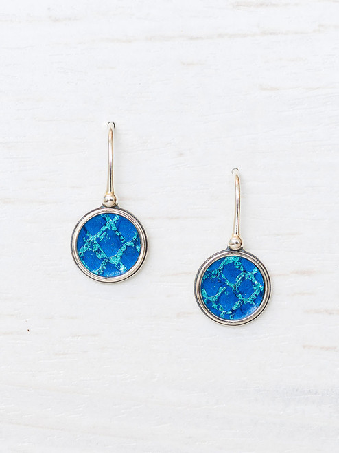 Copenhagen Earrings- Blue + Turquoise Metallic Salmon Leather (SG22)