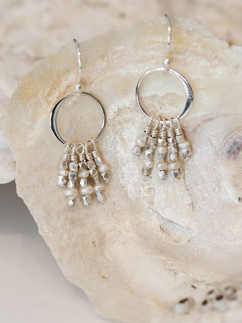 Sterling Silver & Freshwater Pearl Earrings, Huntingon Earrings
