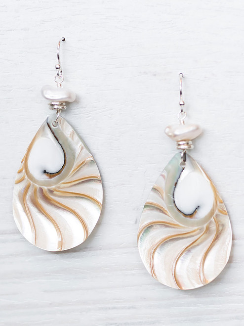 Antilles Earrings- Sterling Silver with Chamber Nautilus Shell