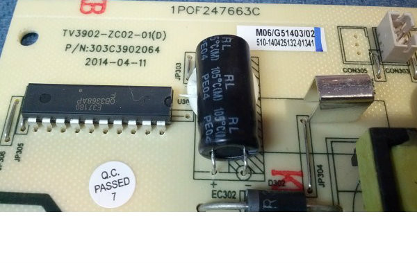 Quasar SQ4001 Power Supply 303C3902064 / TV3902ZC0201(D