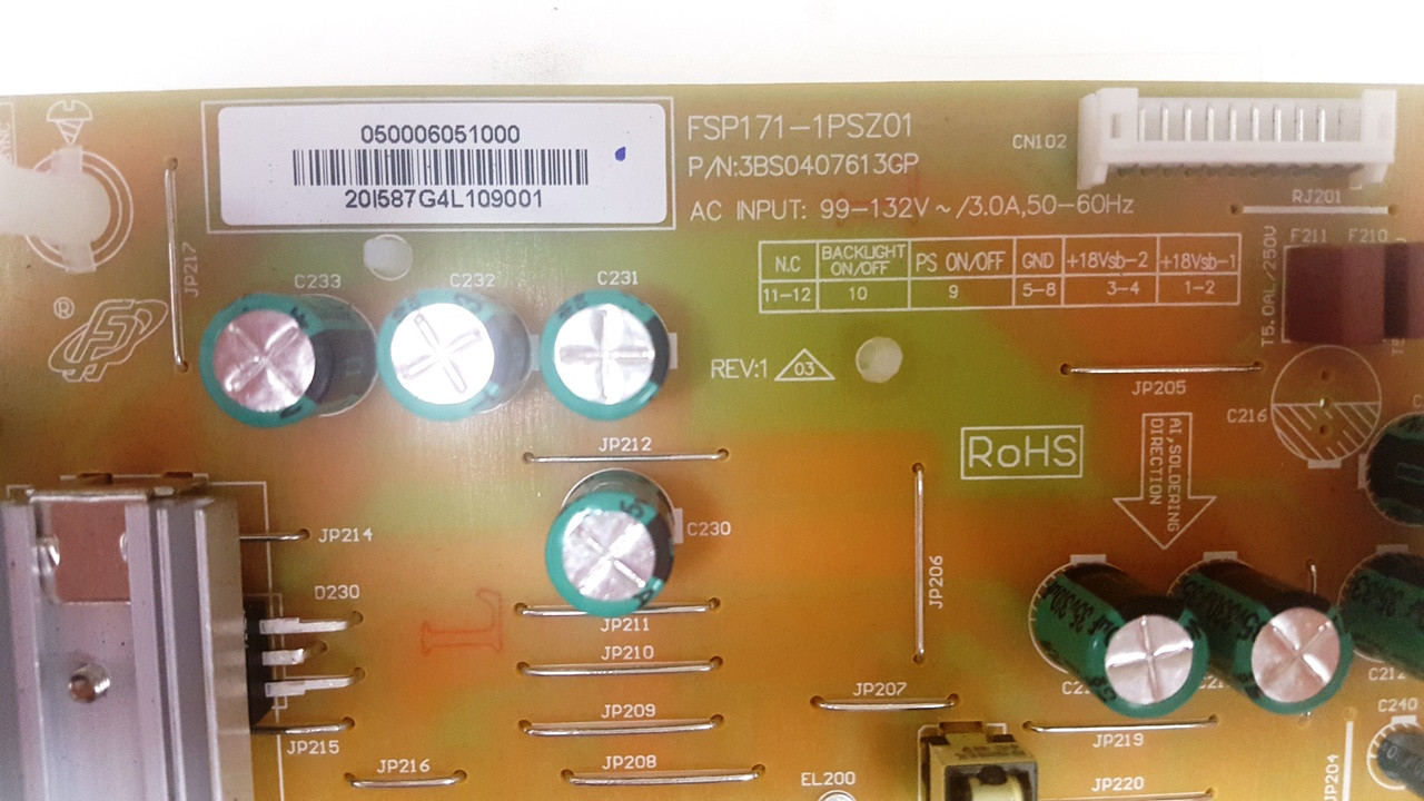 Vizio OPVP-0222 TV Power Supply Board with Cable from a Vizio E320-B2