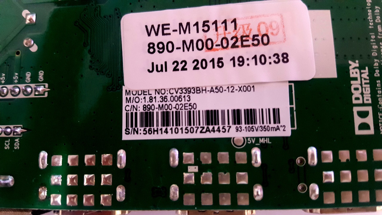 Westinghouse DWM48F1Y1C Main Board CV3393BHA50 / 890M0002E50