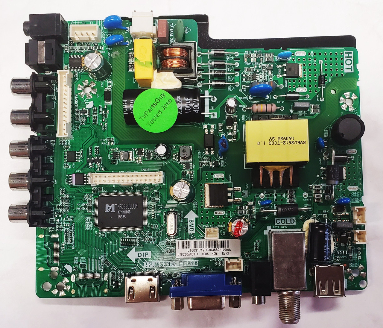 Seiki SE23HEB2 Main Board / Power Supply Board TP.MS3393.PB818