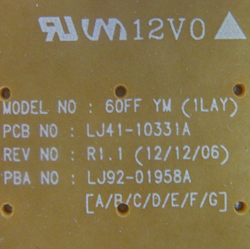 Samsung PN60F5300AFXZA Y-Sustain Board LJ41-10331A / LJ92-01958A