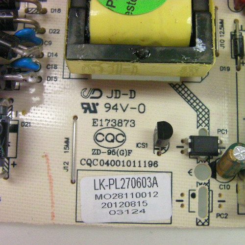 SCEPTRE E325BD-HD Power Supply Board CQC04001011196 / LK-PL270603A