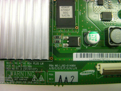 Samsung HPT4264X Main LOGIC CTRL Board LJ41-05136A / LJ92-01496A (REV: AA2)