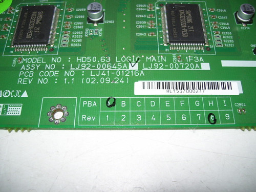 Samsung HPN5039X/XAA  Main LOGIC CTRL Board LJ41-01216A / LJ92-00645A