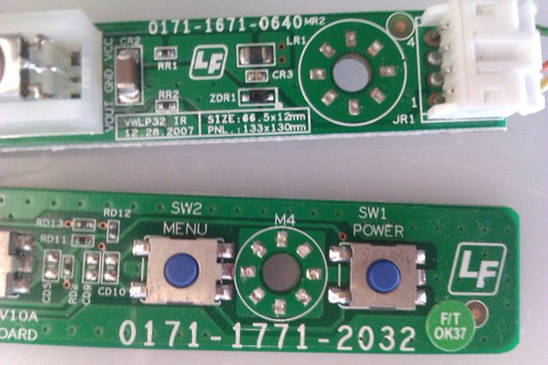 Vizio VP322HDTV10A KEY ConTROLLER WITH IR REMOTE SENSOR 0171-1771-2032 / 3832-0012-0156 & 0171-1671-0640