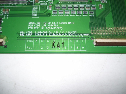 Magnavox 42MF130A/37 Main LOGIC CTRL Board LJ41-02476A / LJ92-01112K (REV: KA1)
