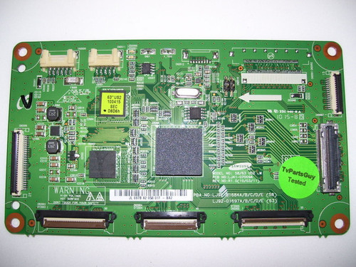 This Samsung LJ92-01697B|LJ41-07009A Logic BD is used in PN63C8000YF, PN63C7000YF. Part Number: LJ92-01697B, Board Number: LJ41-07009A. Type: Plasma, Logic Board, 63"