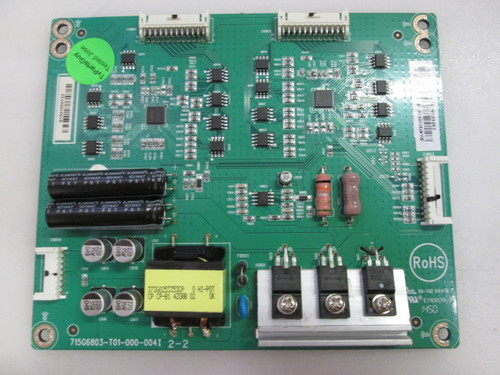This Vizio LNTVEV24XUAA8, 715G6803-T01-000-004I LED Driver is used in M502I-B1. Part Number: LNTVEV24XUAA8, Board Number: 715G6803-T01-000-004I. Type: LED/LCD, 50"